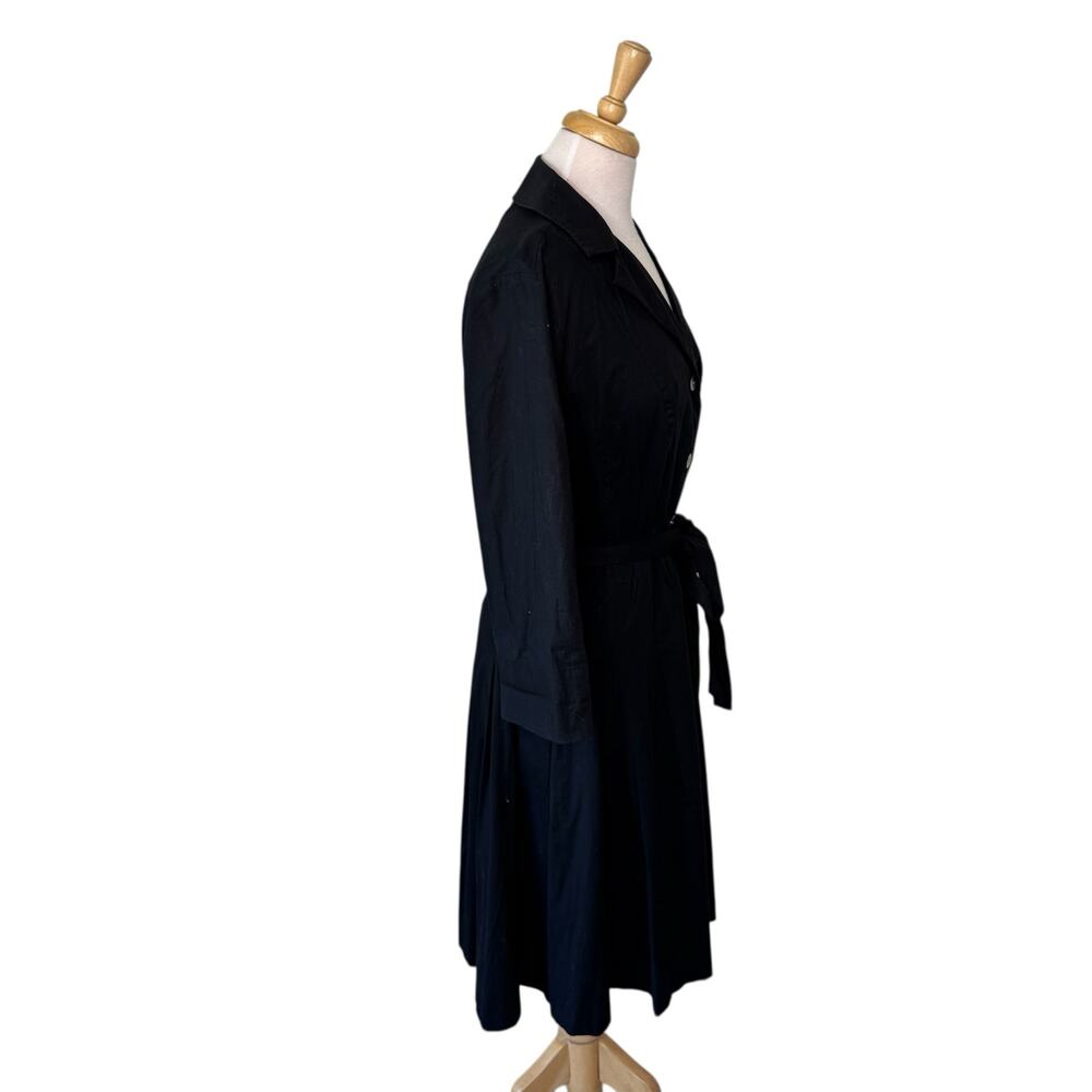 BODEN Belted Button Front V Neck A Line Shirt Dress Black size 14R - Picture 4 of 7